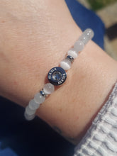 Load image into Gallery viewer, White Cats Eye &amp; Clear CZ MAMA Bracelet - TJazelle HELP Collection