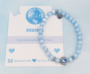 Blue Selenite & Blue CZ MAMA Bracelet - TJazelle HELP Collection