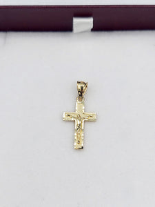 Petite Crucifix Cross Pendant with Bale - 14K Yellow Gold