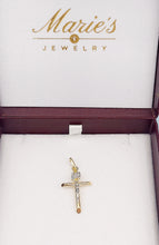 Load image into Gallery viewer, Two Tone Crucifix Cross Pendant - 14K Yellow Gold