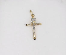 Load image into Gallery viewer, Two Tone Crucifix Cross Pendant - 14K Yellow Gold