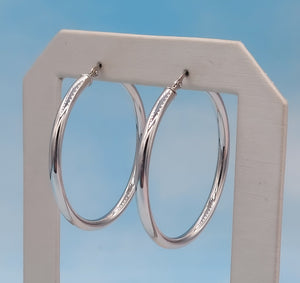 1.5" Polished White Gold Hoops - 14K White Gold