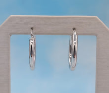 Load image into Gallery viewer, 1&quot; Polished White Gold Hoops - 14K White Gold