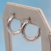 Load image into Gallery viewer, 1/2&quot; White Gold Diamond Cut Hoops - 14K White Gold