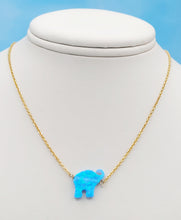 Load image into Gallery viewer, Blue Opal Elephant Necklace - Gold Plated