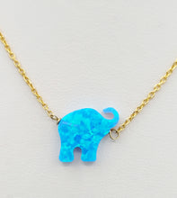 Load image into Gallery viewer, Blue Opal Elephant Necklace - Gold Plated