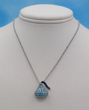 Load image into Gallery viewer, Blue Zircon Hershey Kiss Chocolate Necklace - Sterling Silver