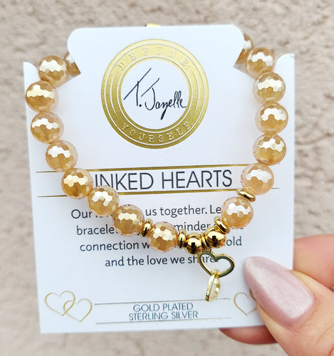 Linked Hearts Gold Plated Charm Bracelet - TJazelle