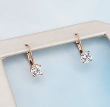 Load image into Gallery viewer, 14K Gold &amp; CZ Leverback Earrings - Marie&#39;s Custom