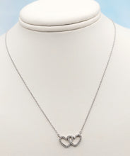 Load image into Gallery viewer, Double Diamond Heart Necklace - 14K White Gold