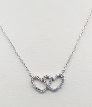 Load image into Gallery viewer, Double Diamond Heart Necklace - 14K White Gold