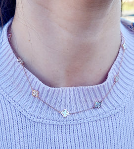 Mother of Pearl Clovers Necklace - Our Whole Heart