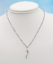 Load image into Gallery viewer, Solid Italian Horn on 18&quot; Box Chain - Sterling Silver