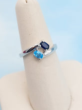 Load image into Gallery viewer, Swiss Blue Topaz &amp; Sapphire Birthstone Ring - 14K White Gold - Marie&#39;s Custom Design