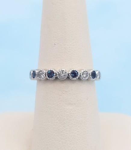 Alexandrite and Diamond Band - 14K White Gold
