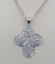 Load image into Gallery viewer, Four Way Medal Cross on Cable Chain - Sterling Silver