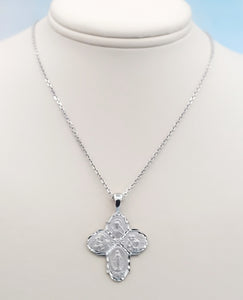 Four Way Medal Cross on Cable Chain - Sterling Silver