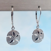 Load image into Gallery viewer, Sand Dollar Leverback Earrings - Sterling Silver