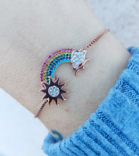 Load image into Gallery viewer, Rainbow Adjustable Bolo Bracelet - Rose Gold