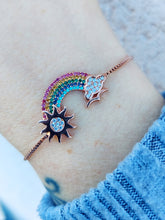 Load image into Gallery viewer, Rainbow Adjustable Bolo Bracelet - Rose Gold