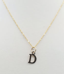 "D" Initial Necklace - 14K Yellow Gold