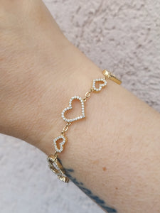 Diamond Heart Bracelet - 14K Yellow Gold