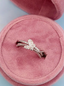 Butterfly Diamond Layer Ring - 14K White Gold