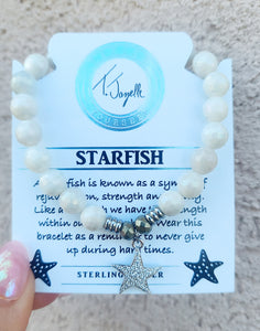CZ Starfish Silver Charm Bracelet - TJazelle