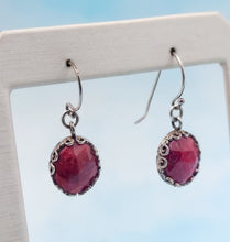 Load image into Gallery viewer, Ruby Dangle Earrings - Sterling Silver