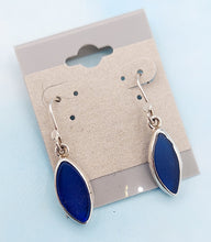 Load image into Gallery viewer, Navy Sea Glass Drop Dangle Earrings