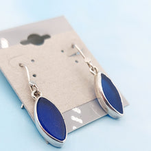 Load image into Gallery viewer, Navy Sea Glass Drop Dangle Earrings
