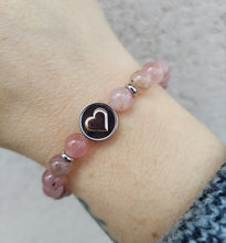 Load image into Gallery viewer, Heart Rose Gold Precious Symbols Bracelet on Madagascar Quartz  - TJazelle