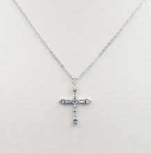 Load image into Gallery viewer, Baguette &amp; CZ Cross Necklace - Sterling Silver