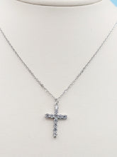 Load image into Gallery viewer, Clear CZ Cross Necklace - Sterling Silver