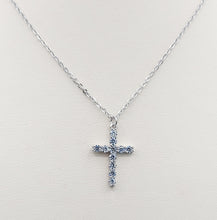 Load image into Gallery viewer, Clear CZ Cross Necklace - Sterling Silver