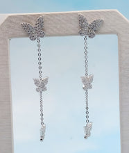 Load image into Gallery viewer, Butterfly CZ Drop Earring - Sterling Silver