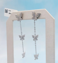 Load image into Gallery viewer, Butterfly CZ Drop Earring - Sterling Silver