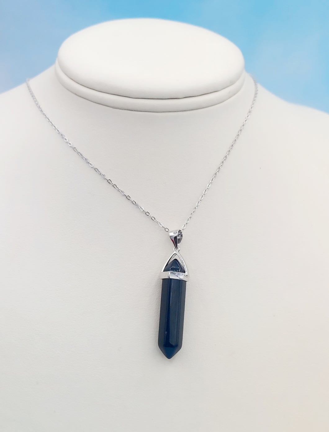 Onyx Crystal Necklace - Sterling Silver