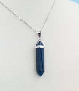 Onyx Crystal Necklace - Sterling Silver