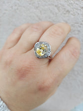 Load image into Gallery viewer, Yellow CZ Fancy Ring with Baguettes - Sterling Silver