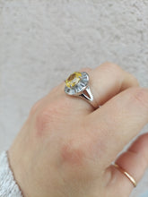 Load image into Gallery viewer, Yellow CZ Fancy Ring with Baguettes - Sterling Silver