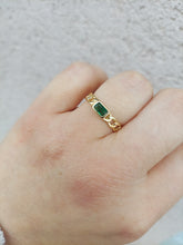 Load image into Gallery viewer, Emerald Chain Link Ring - Gold Plated Sterling Silver