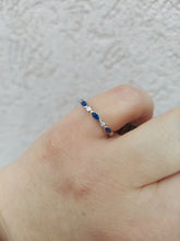 Load image into Gallery viewer, Sapphire &amp; CZ Marquise Shapes Band - Sterling Silver