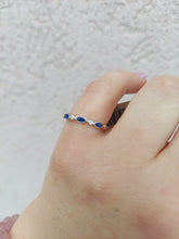 Load image into Gallery viewer, Sapphire &amp; CZ Marquise Shapes Band - Sterling Silver