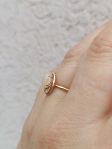 Opal Crescent Diamond Moon Ring - 14K Rose Gold - Sirciam