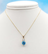 Load image into Gallery viewer, Blue Topaz and Diamond Necklace - 14K Yellow Gold