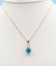 Load image into Gallery viewer, Blue Topaz and Diamond Necklace - 14K Yellow Gold