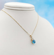 Load image into Gallery viewer, Blue Topaz and Diamond Necklace - 14K Yellow Gold