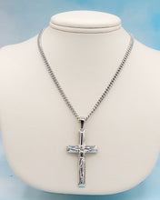 Load image into Gallery viewer, Crucifix Cross w/Cuban Chain - Sterling Silver