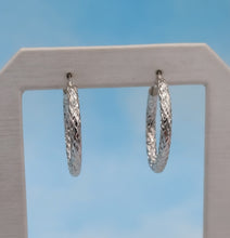 Load image into Gallery viewer, 1" Basket Weave Design Hoops - 14K White Gold